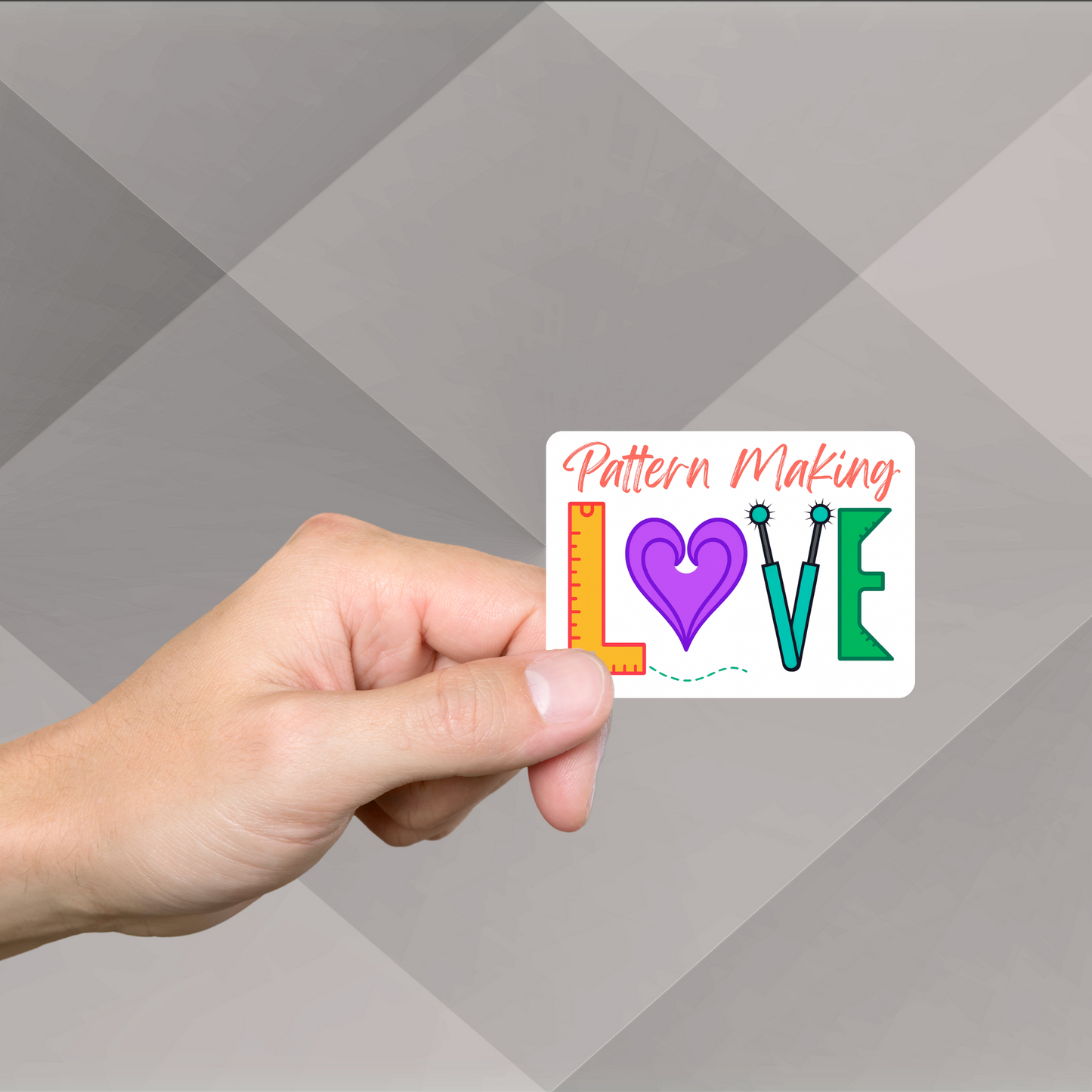 Pattern Making Love Sticker – Black & White or Color – Glossy Vinyl sticker