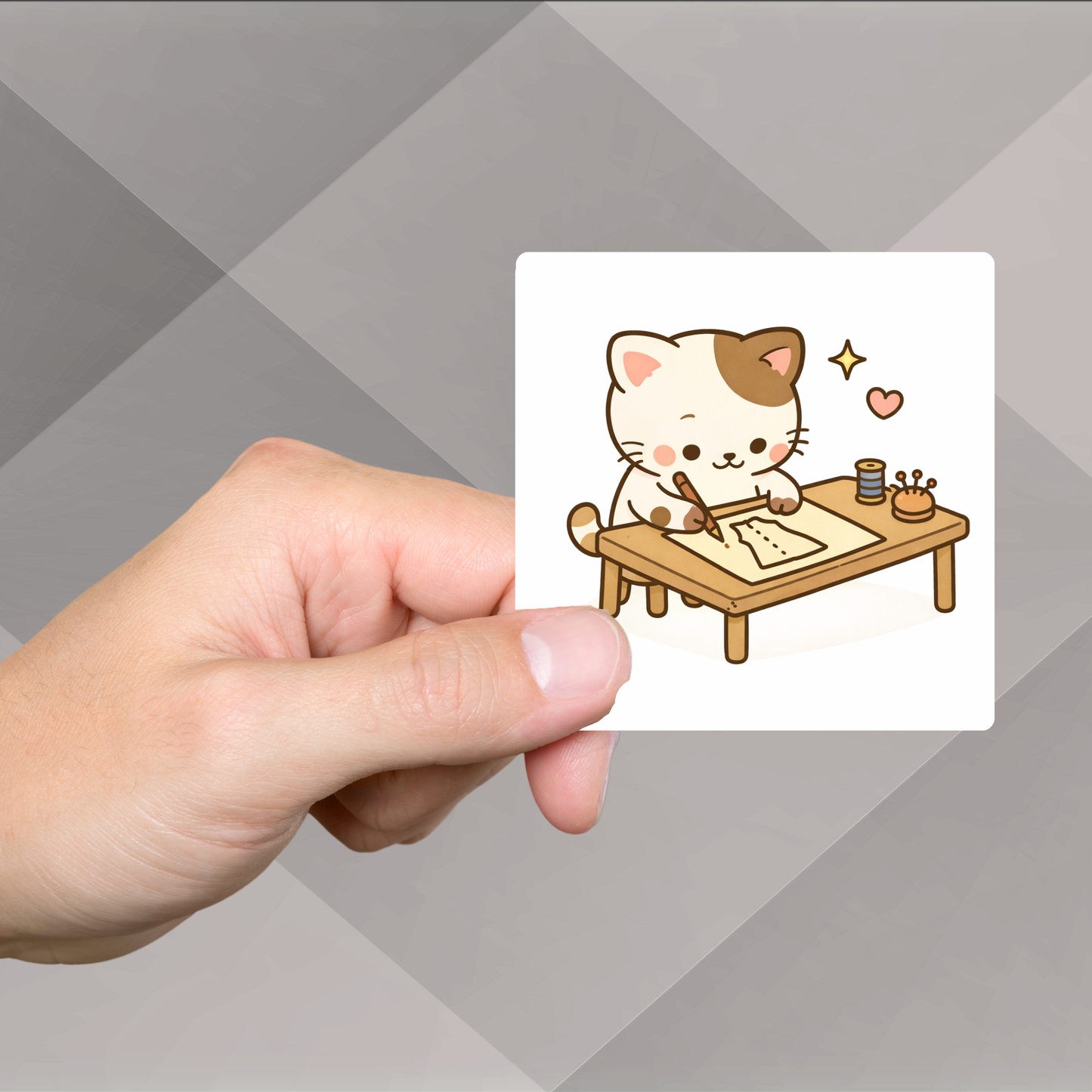 Tan Cat Sewing Sticker Set –  for Sewists & Crafters – 1" or 2" Vinyl Stickers