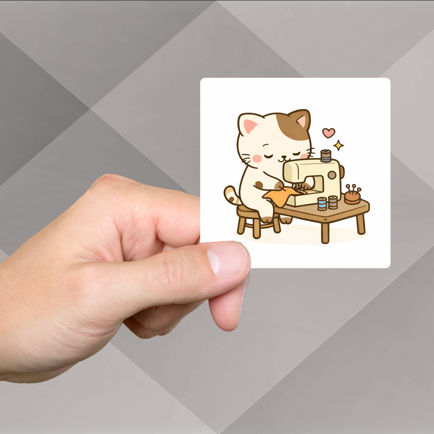 Tan Cat Sewing Sticker Set –  for Sewists & Crafters – 1" or 2" Vinyl Stickers