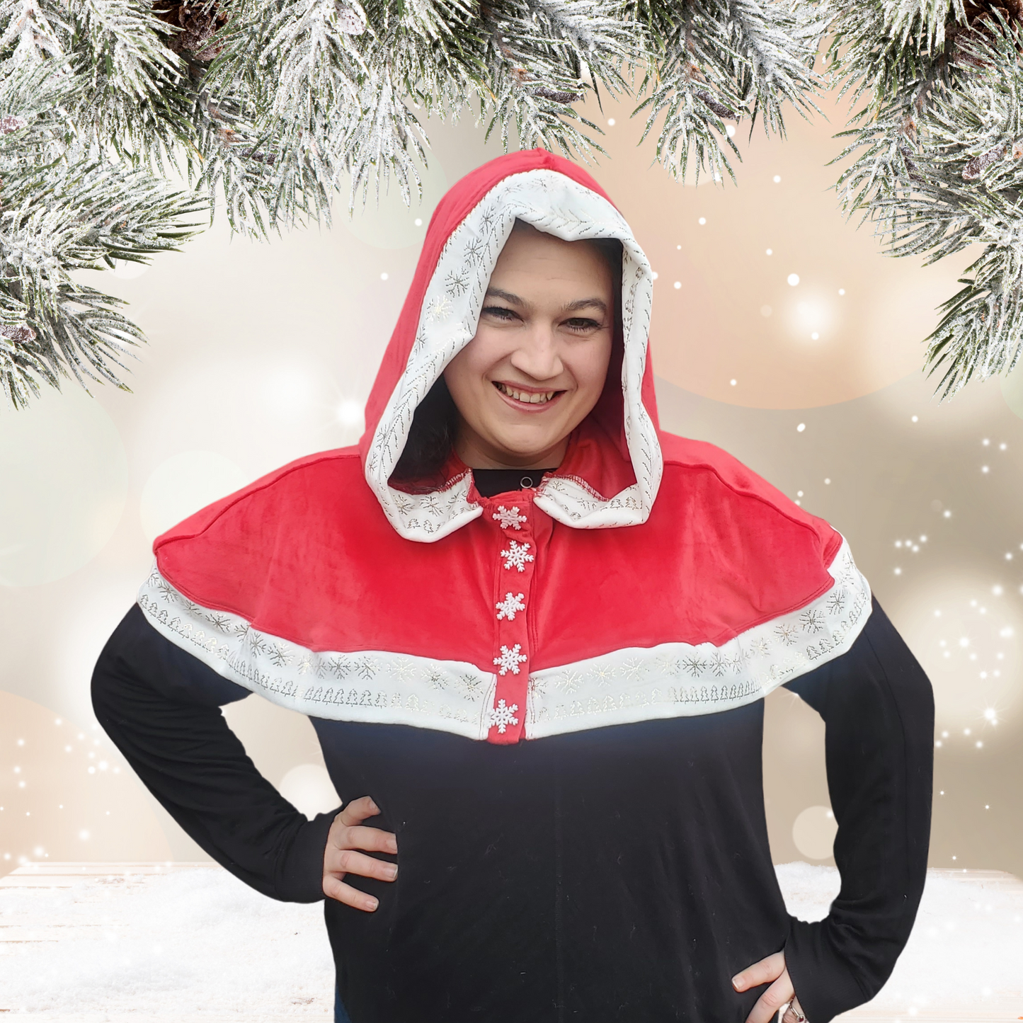 Mrs. Claus Capelet Sewing Pattern – Festive Hooded Cape with Trim