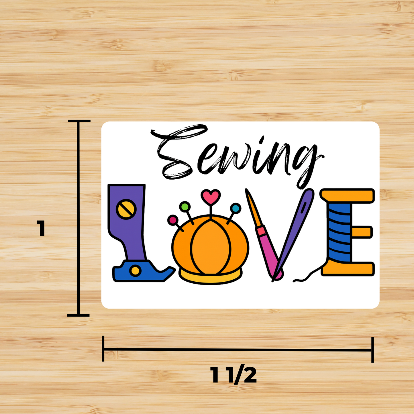 Sewing Love Sticker – Black & White or Color – Glossy Vinyl sticker