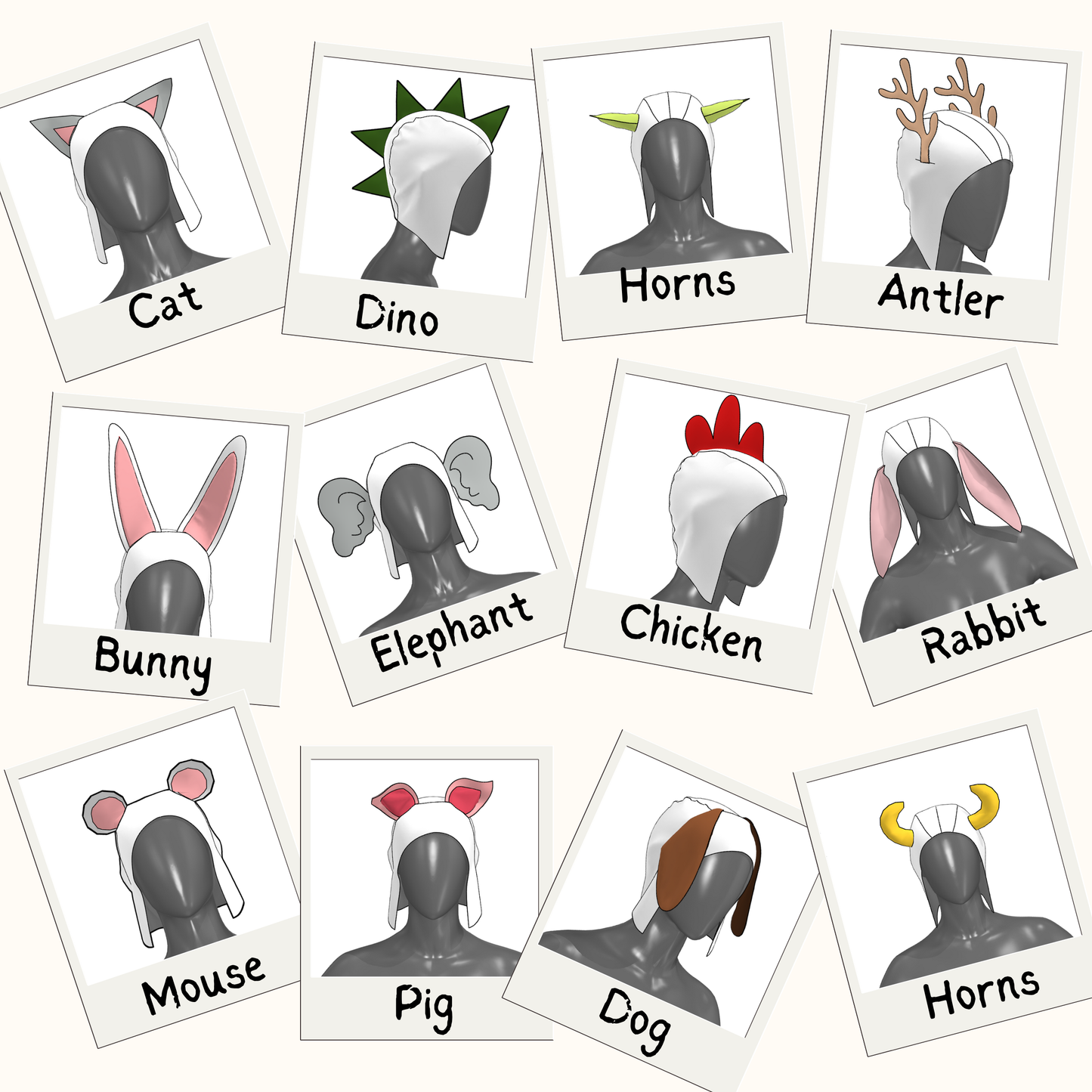 Animal Ears Costume Hood Sewing Pattern Bundle (PDF) XS-4XL