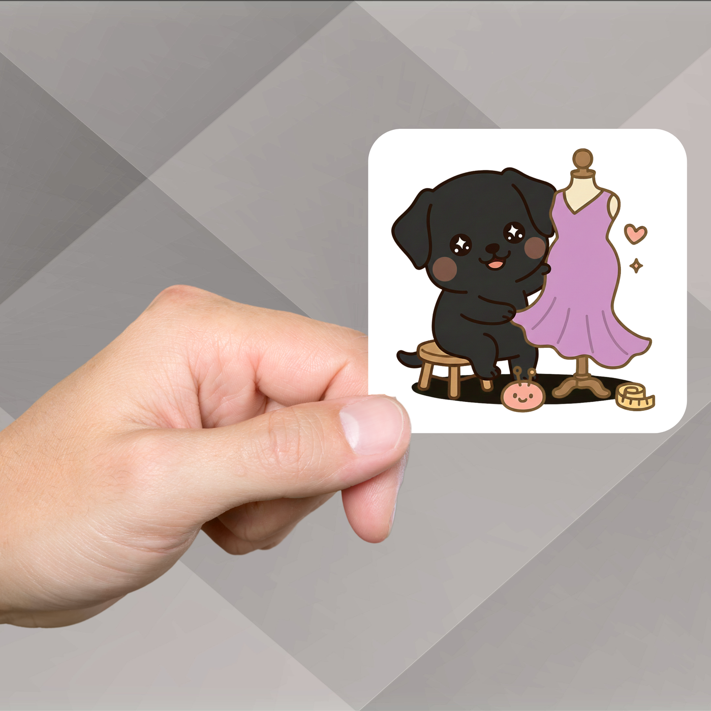 Black Lab Dog Sewing Sticker Set –  for Sewists & Crafters – 1" or 2" Vinyl Stickers