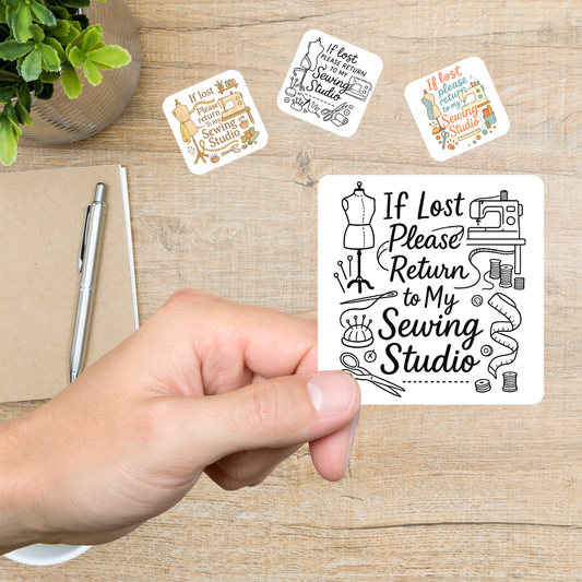 If Lost Return to My Sewing Studio Stickers – Sewing Humor Glossy Vinyl Decals
