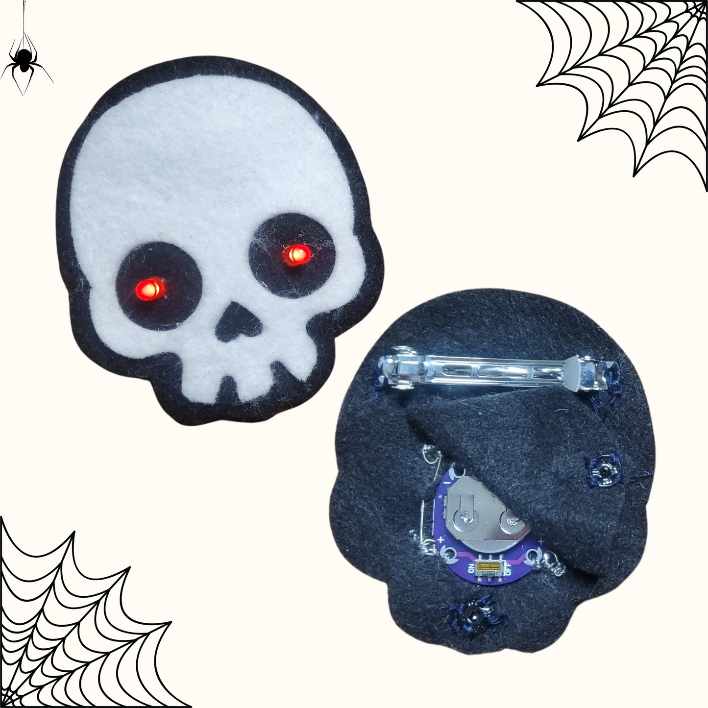 Light-Up Skull Barrette Sewing Pattern – Beginner Friendly DIY Craft | DIY Barrette | Halloween Barrette | Skull Accessory | Skull Barrette