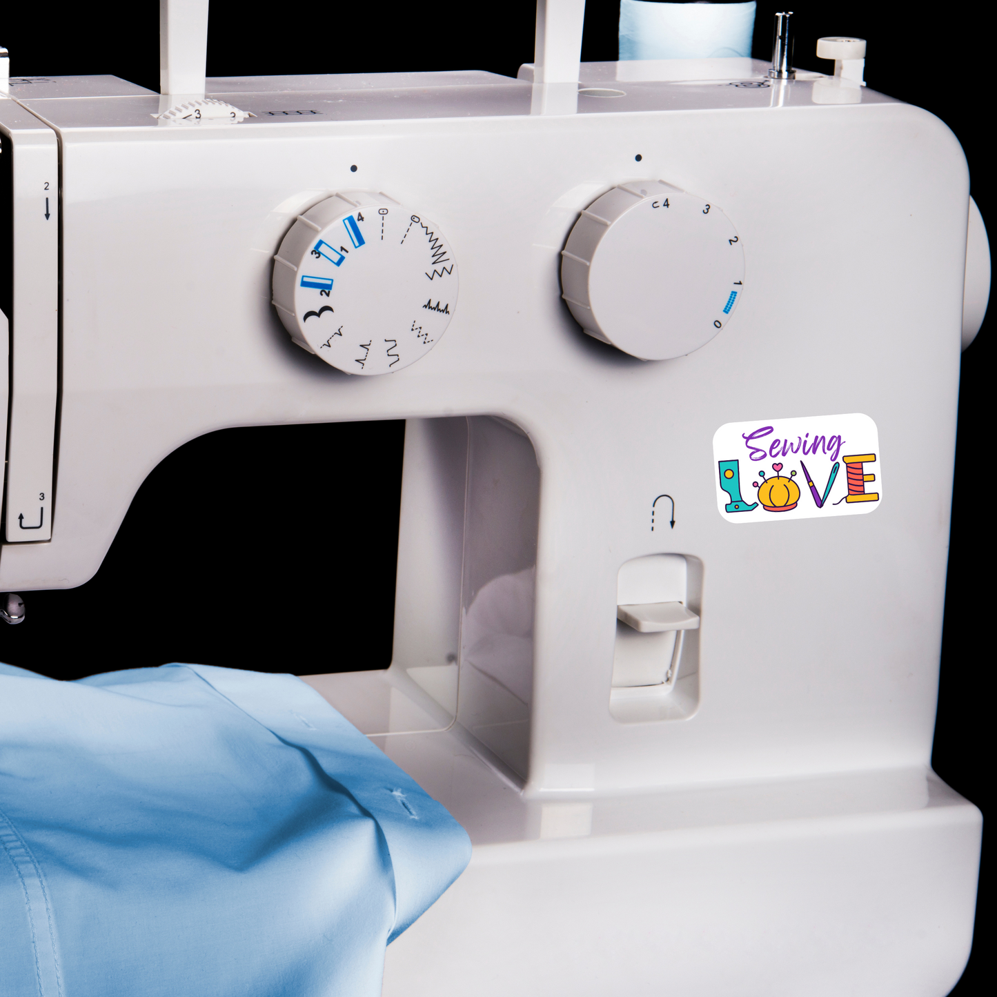 Sewing Love Sticker – Black & White or Color – Glossy Vinyl sticker