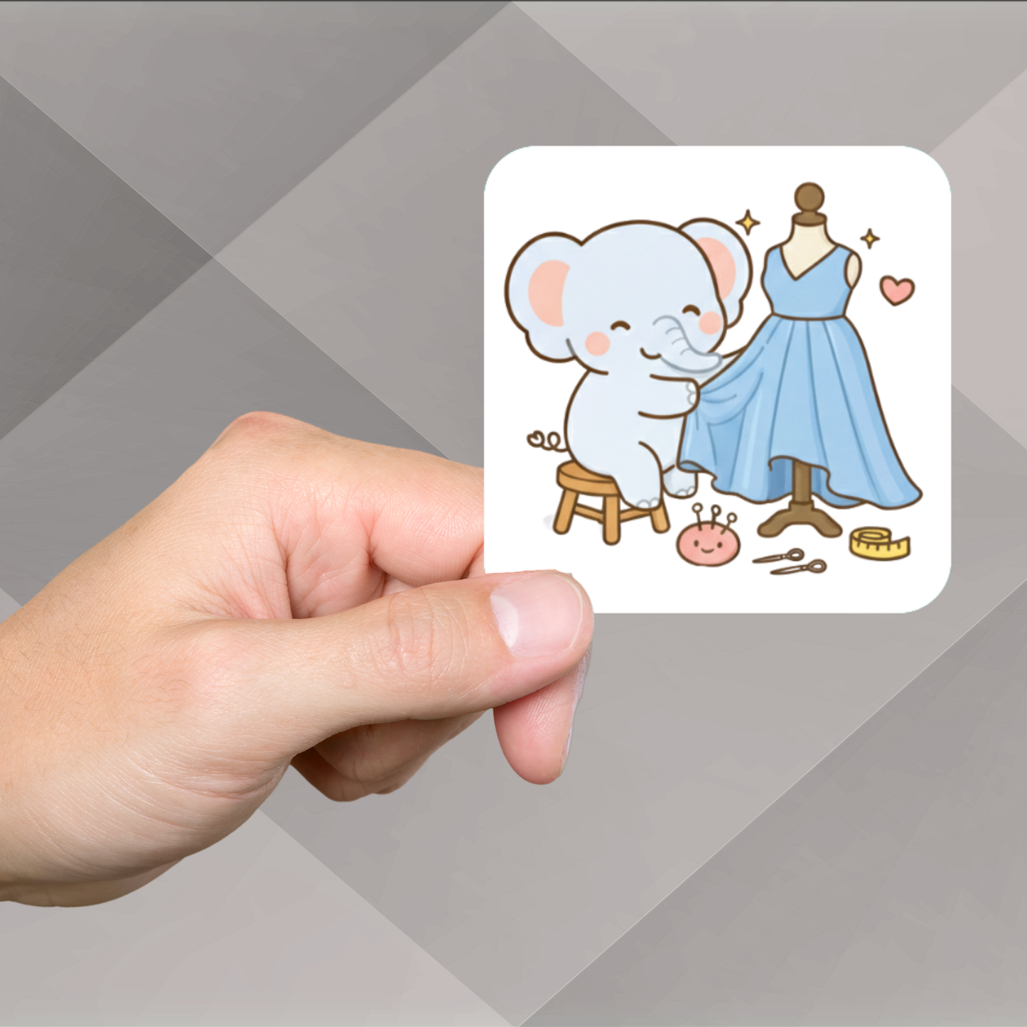 Elephant Sewing Sticker Set – for Sewists & Crafters – 1" or 2" Vinyl Stickers