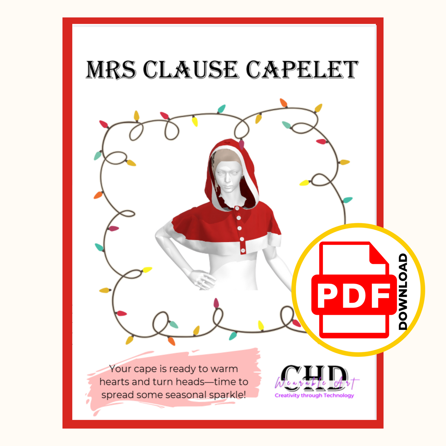 Mrs. Claus Capelet Sewing Pattern – Festive Hooded Cape with Trim