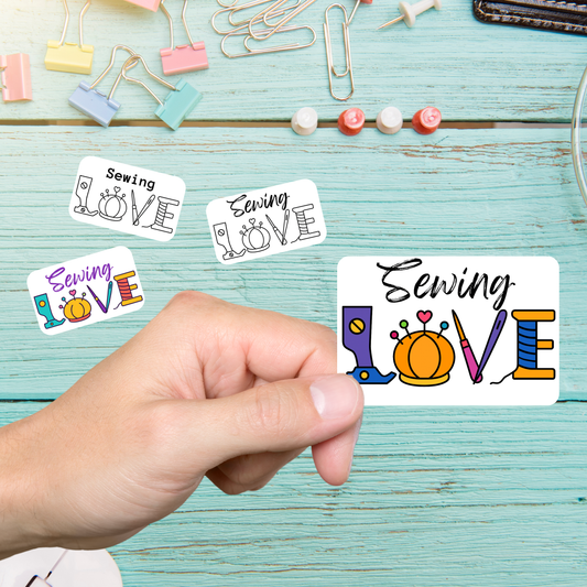 Sewing Love Sticker – Black & White or Color – Glossy Vinyl sticker