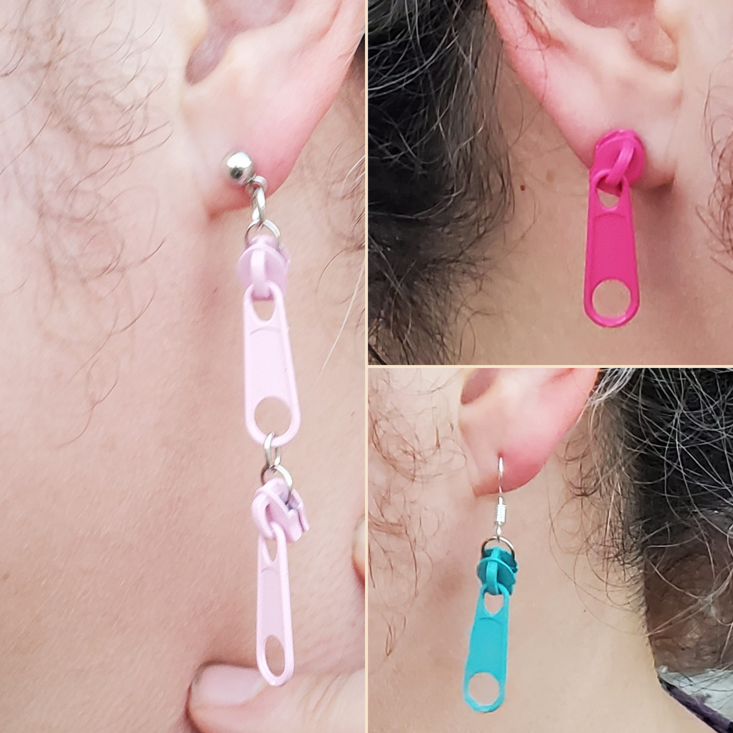 Zipper Pull Earrings on Post