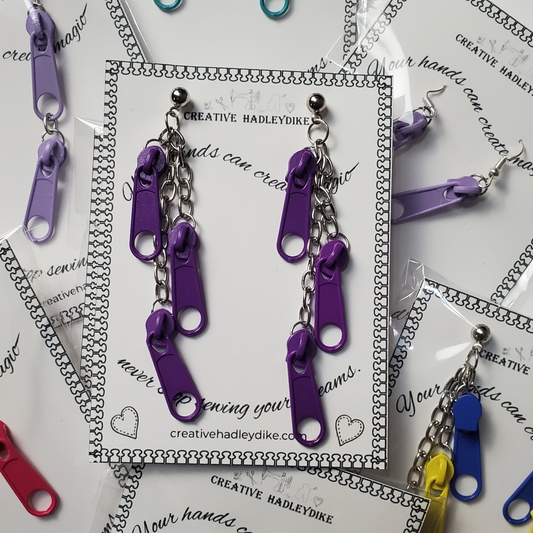 Zipper Pull Earrings on Post