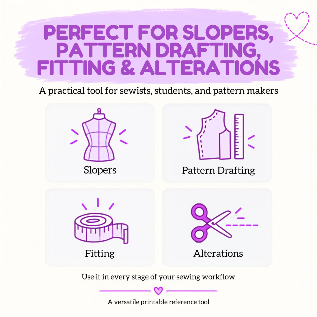 Body measurement chart for slopers, pattern drafting, fitting and alterations