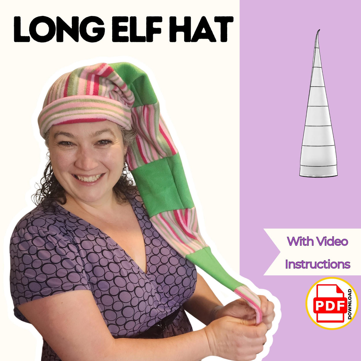 Long Tail Elf Hat sewing pattern