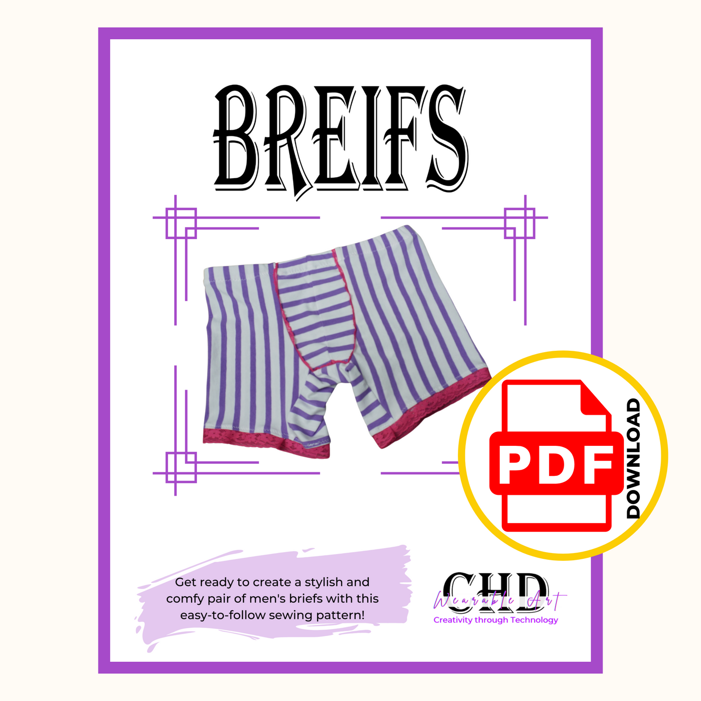 Men's Brief PDF Sewing Pattern | Men's Underwear Sewing Pattern | Men's Brief Sewing Projector File | Men's Brief XS-XXL Sewing Pattern