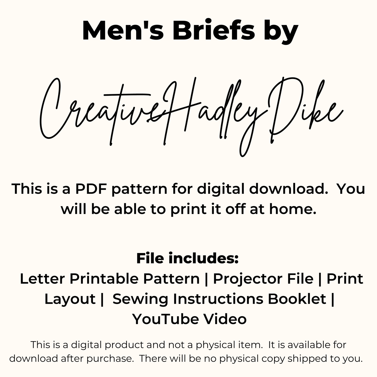 Men's Brief PDF Sewing Pattern | Men's Underwear Sewing Pattern | Men's Brief Sewing Projector File | Men's Brief XS-XXL Sewing Pattern