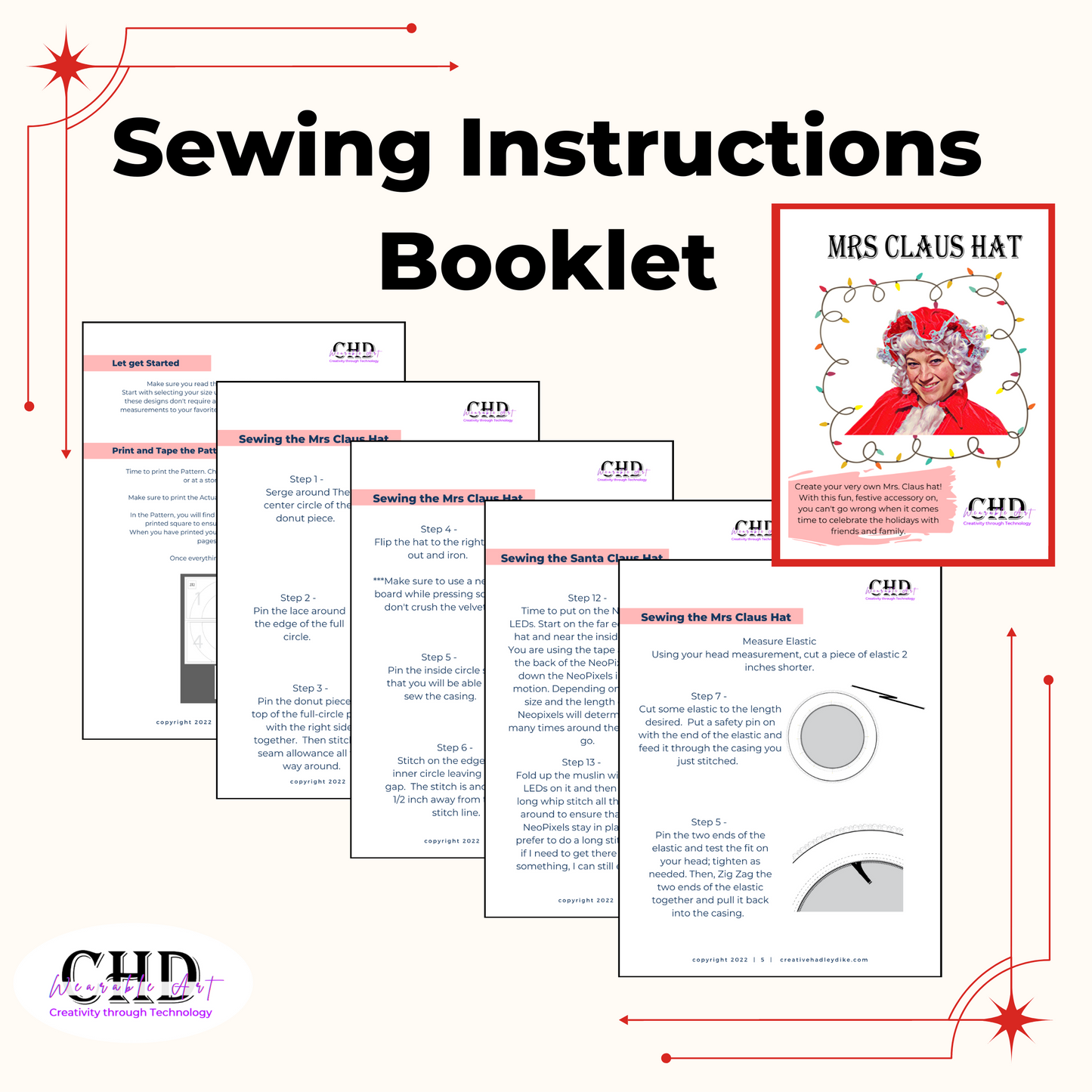 Mrs Claus Hat Sewing Pattern | Mop Cap Sewing Pattern | DIY Mrs Claus Hat PDF Pattern